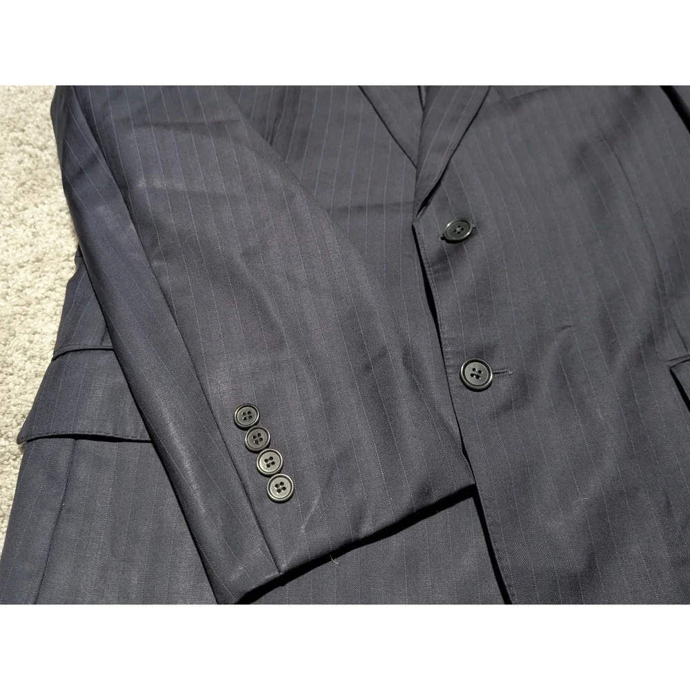 Jos. A. Bank Suit Jacket Mens 42R Navy Pinstripe 100% Wool 2Button Blazer Office